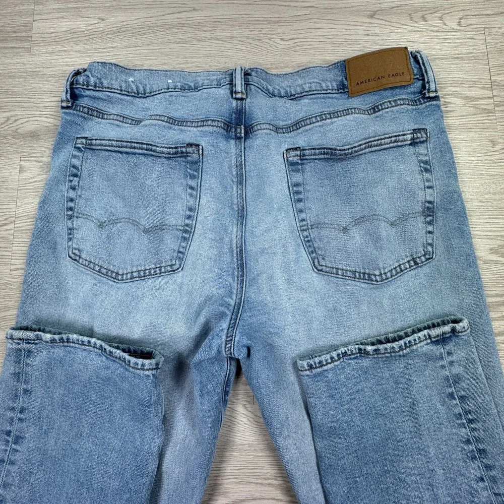 American Eagle Men's Jeans Original Straight Light Wash 34x36 Stretch Denim